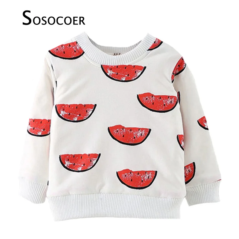 SOSOCOER футболка для девочек осень 2017 модные футболки с фруктами арбузами Весенняя