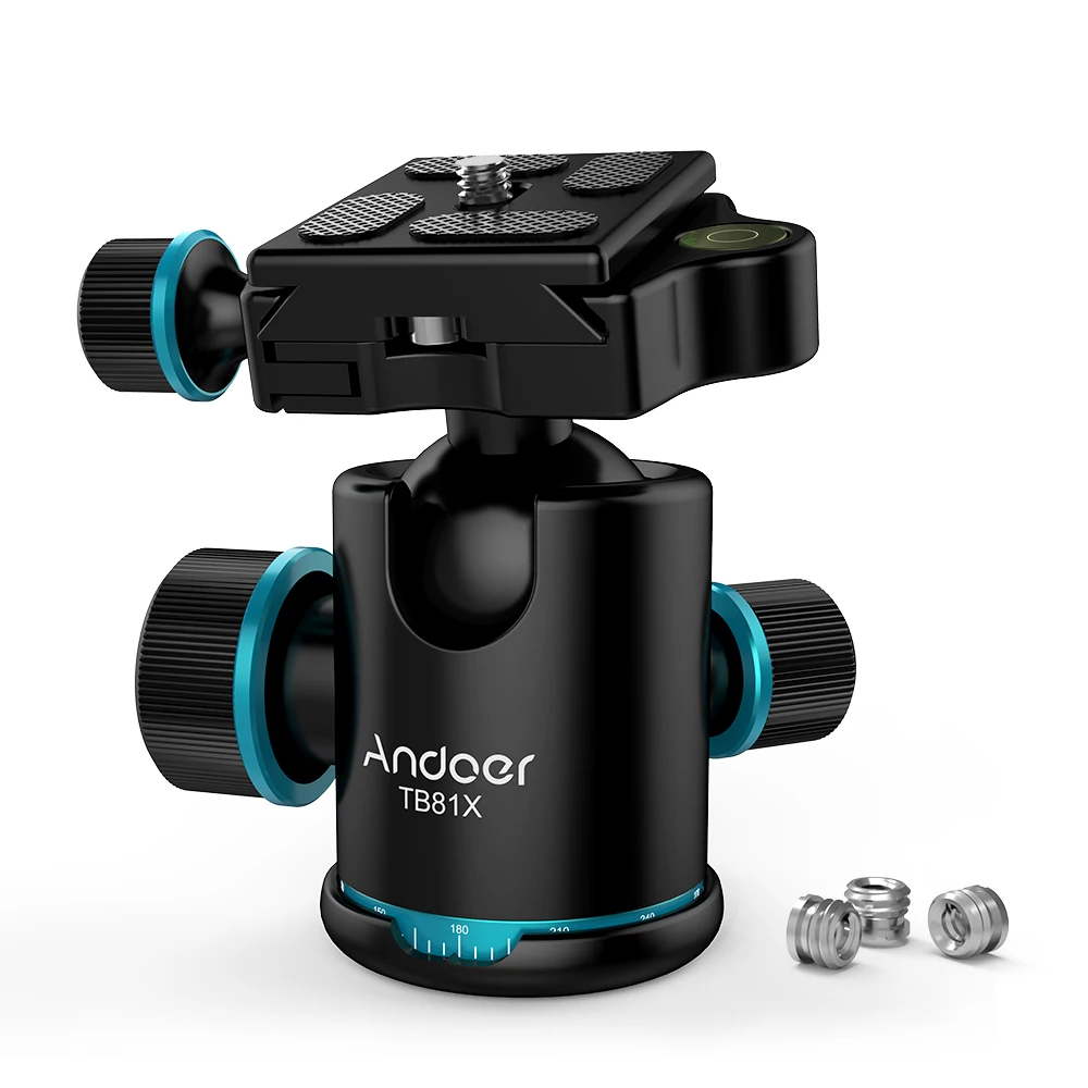 Andoer TB81X Tripod Ball Head 360 Degree Rotating Panoramic Ballhead for Monopod Tripod DSLR Camera Max Load 8Kg/17.64Lbs
Andoer TB81X Tripod Ball Head 360 Degree Rotating Panoramic Ballhead for Monopod Tripod DSLR Camera Max Load 8Kg/17.64Lbs