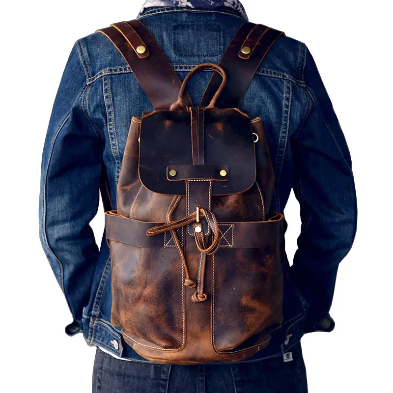 BOLEKE Crazy Horse Leather Backpack for Men Large Capacity School Bags Rucksack String Laptop Backpack with Pocket
BOLEKE Crazy Horse Leather Backpack for Men Large Capacity School Bags Rucksack String Laptop Backpack with Pocket