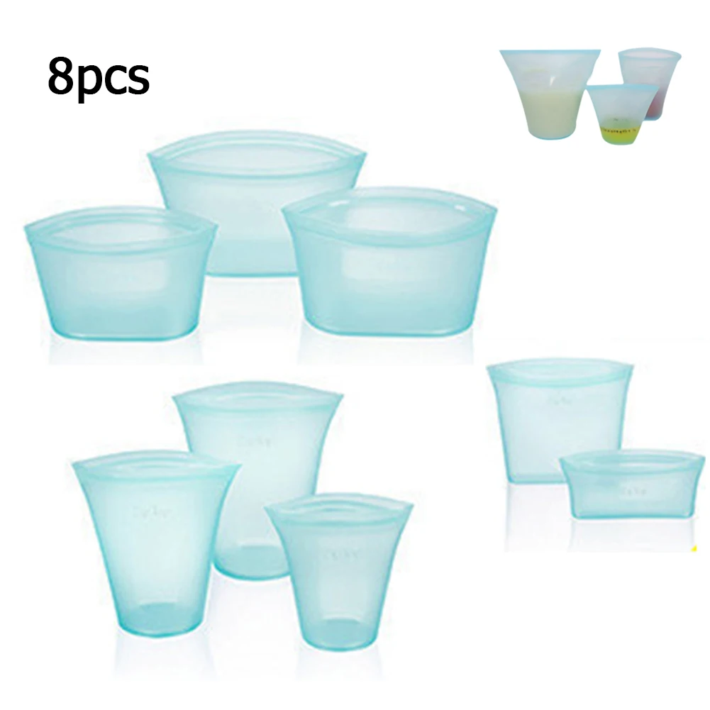 8Pcs/lot Silicone Food Bags Fresh Bag Kitchen Tool Reusable Storage Sealed Fruit Sealed Household Stand Up Shut Container J13
8Pcs/lot Silicone Food Bags Fresh Bag Kitchen Tool Reusable Storage Sealed Fruit Sealed Household Stand Up Shut Container J13