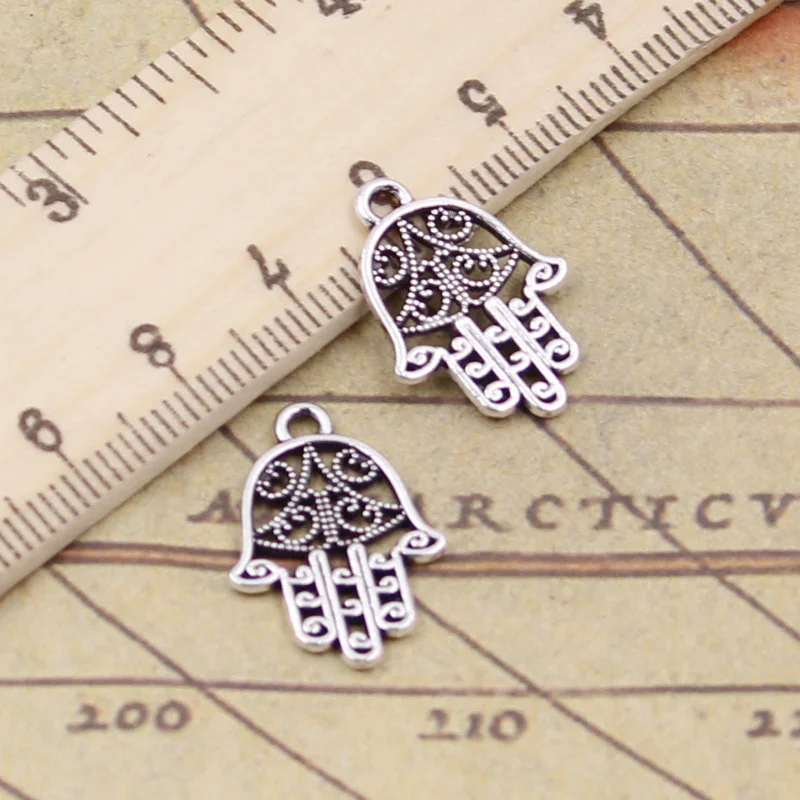 40pcs Charms Hamsa Palm Fatima Hand Protection 20x15mm Antique Bronze Silver Color Pendants Making DIY Handmade Tibetan Finding | Украшения