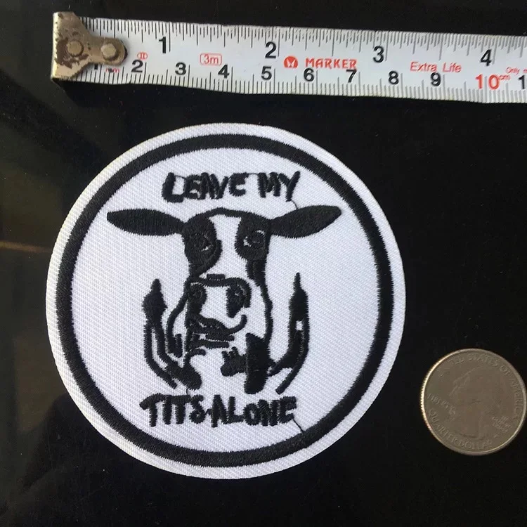 5 Pieces 3" Funny Milk COW Applique Leave My Tits Alone Patch Iron on Embroidered Animal Badge DIY Sewing Accessories cow patch
5 Pieces 3" Funny Milk COW Applique Leave My Tits Alone Patch Iron on Embroidered Animal Badge DIY Sewing Accessories cow patch