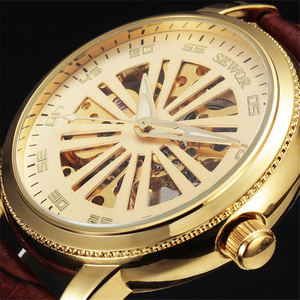 Sewor Brand Business Casual Leather Mechanical Skeleton Watch Men Gold Hollow Mens Dress Clock Luxury Automatic Wristwatch Gift
Sewor Brand Business Casual Leather Mechanical Skeleton Watch Men Gold Hollow Mens Dress Clock Luxury Automatic Wristwatch Gift