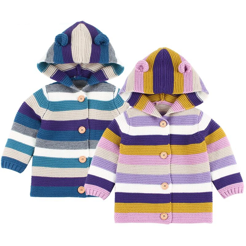 New Stripe Sweaters Baby Girls Cardigans Autumn Hooded Newborn Boys Knitted Jackets Cartoon Bear Children's Long Sleeve Clothing
New Stripe Sweaters Baby Girls Cardigans Autumn Hooded Newborn Boys Knitted Jackets Cartoon Bear Children's Long Sleeve Clothing