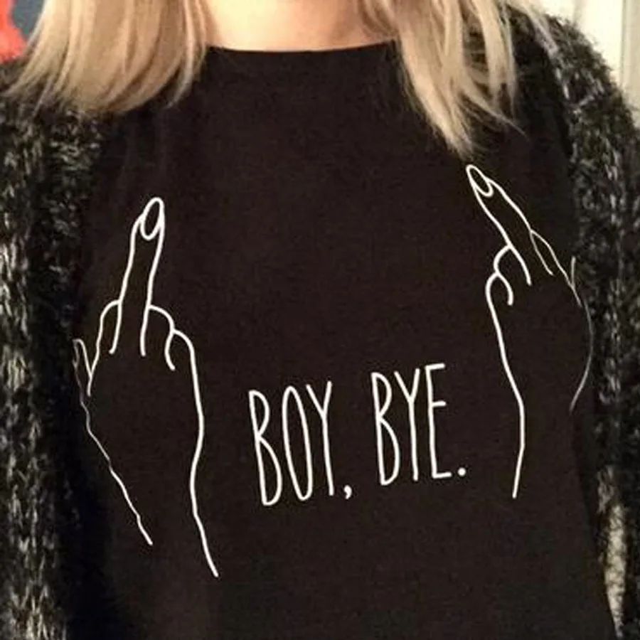Women Fashion Casual T-shirt BOY BYE Middle Finger Letter Printing T Shirt Tops Tee Shirt Femme Clothing Modern Popular Outwears
Women Fashion Casual T-shirt BOY BYE Middle Finger Letter Printing T Shirt Tops Tee Shirt Femme Clothing Modern Popular Outwears
