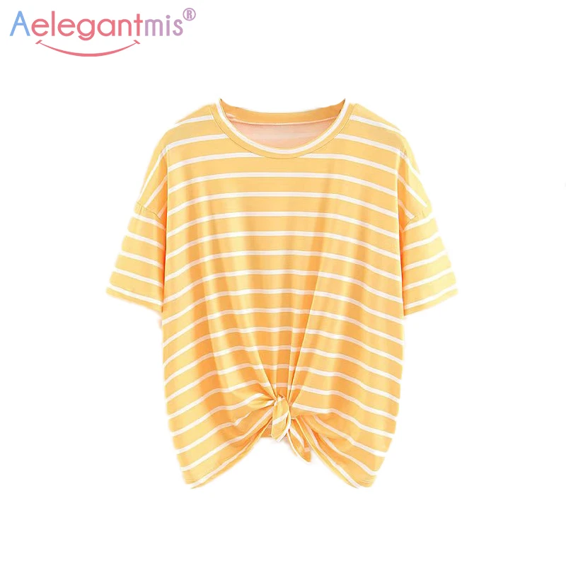 Aelegantmis Spring Autumn New Casual Women Tshirt Yellow Striped Loose Short Sleeve T Shirt Cute Bowknot O Neck Ladies Tops Tees
Aelegantmis Spring Autumn New Casual Women Tshirt Yellow Striped Loose Short Sleeve T Shirt Cute Bowknot O Neck Ladies Tops Tees