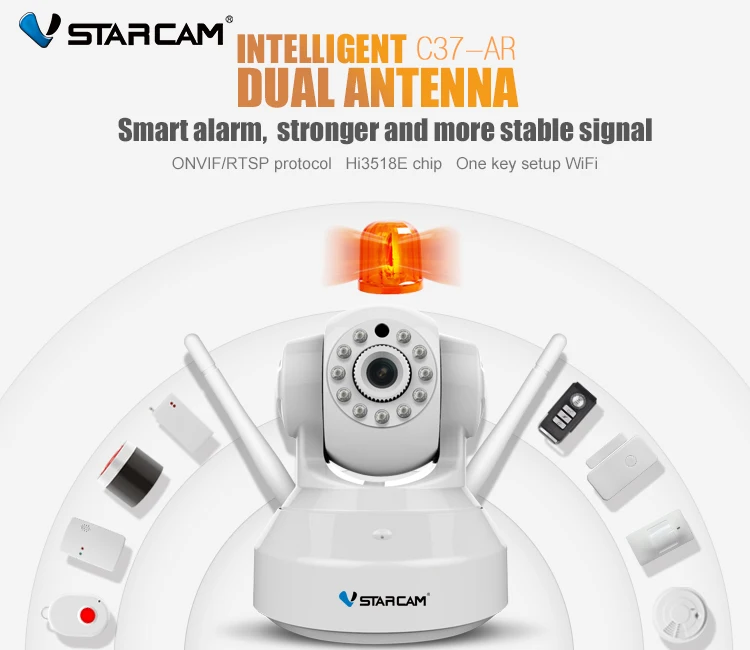 VStarcam HD Alarm Camera Wireless Audio Recording Infrared add Door/PIR Sensor Security Alarm System IP Camera Wifi C37-AR
VStarcam HD Alarm Camera Wireless Audio Recording Infrared add Door/PIR Sensor Security Alarm System IP Camera Wifi C37-AR
