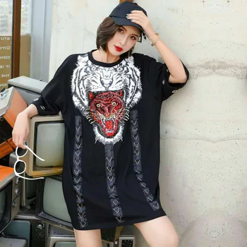 Summer short-sleeved 2019 summer new printed sequins in the long paragraph loose ferrule short-sleeved cotton T-shirt female
Summer short-sleeved 2019 summer new printed sequins in the long paragraph loose ferrule short-sleeved cotton T-shirt female