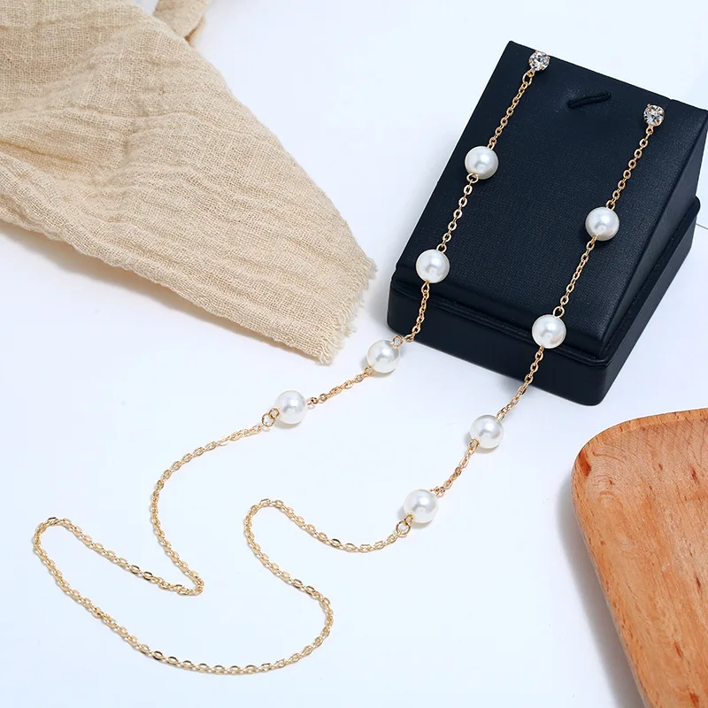 Mossovy Symmetrical Imitation Pearl Rhinestone Gold Long Necklace for Women Jewelry Fashion Alloy Chain Necklace Female Collier
Mossovy Symmetrical Imitation Pearl Rhinestone Gold Long Necklace for Women Jewelry Fashion Alloy Chain Necklace Female Collier