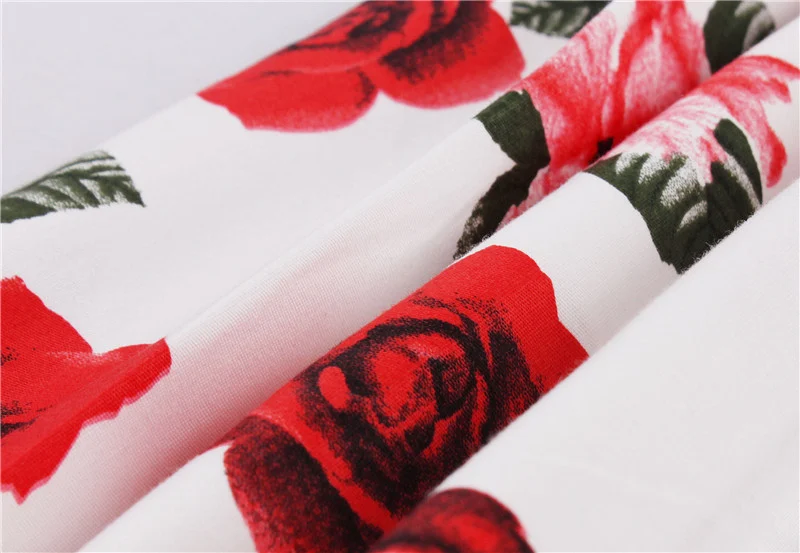 Kostlish Retro Print Flower Summer Skirts Womens 2017 High Waist Vintage Skirt Elegant A-Line Midi Women Skirt Plus Size XXL 22 (42)