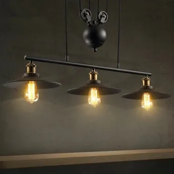 

Vintage Pendant Lights Fixtures Loft Style Hanglamp Pulley Retro Lamp Black Metal Industrial Lighting Bedroom Dining Room Bar