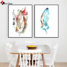 נוצת הדפסת פוסטר ציורים בצבעי מים על קיר אמנות מינימליסטי בד ציור קיר תמונות לסלון בית תפאורה(China)