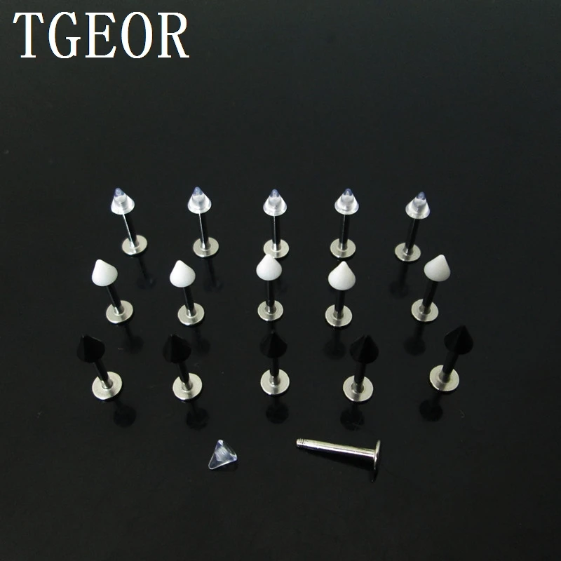 

hot wholesale piercing body jewelry 16G lip ring 100pcs 1.0*8*3mm acrylic spike cone labret piercing free shipping