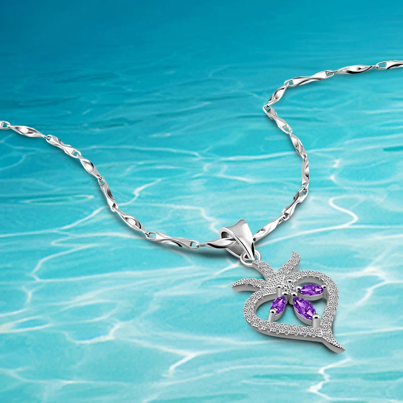 Korean shipping 925 sterling silver necklace fashion ladies Amethyst Heart Pendant Christmas gift of love
Korean shipping 925 sterling silver necklace fashion ladies Amethyst Heart Pendant Christmas gift of love