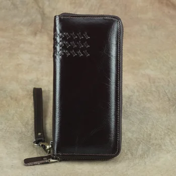 New Oil wax cowhide men wallet vintage style single layer hand weaving genuine leather wrist bag high quality purse
New Oil wax cowhide men wallet vintage style single layer hand weaving genuine leather wrist bag high quality purse