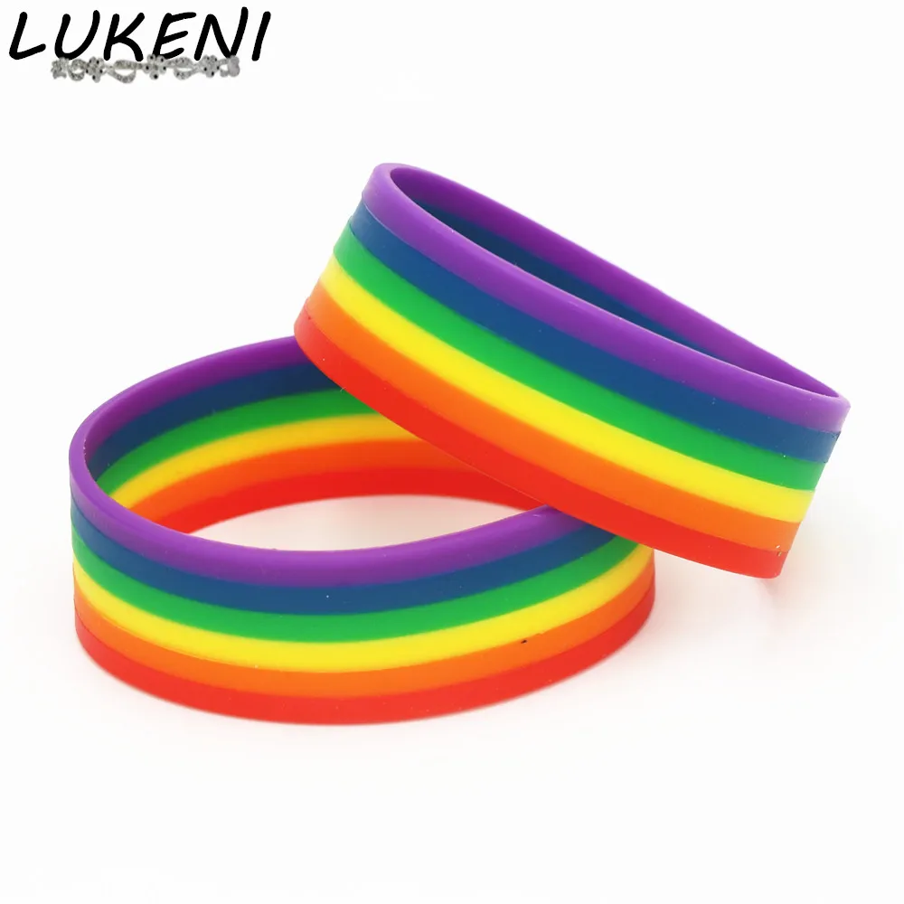LUKENI 1 шт. Радуга Цвет нетрадиционной Wristband Силикона 6 видов цветов s силиконовой