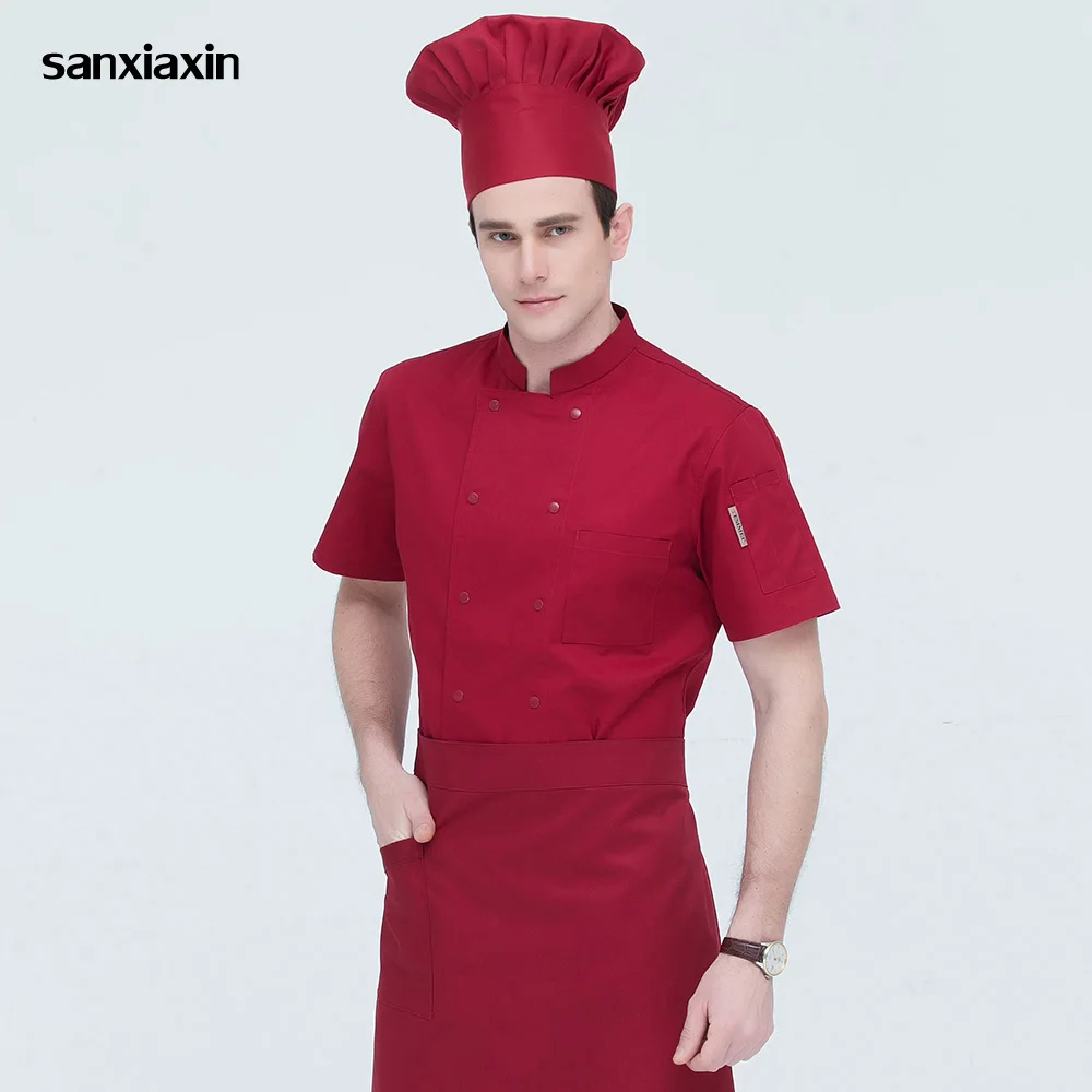 4-colors Short sleeved catering Workwear restaurant uniforms shirts hotel Kitchen Chef Jackets Double-breasted chef work clothes
4-colors Short sleeved catering Workwear restaurant uniforms shirts hotel Kitchen Chef Jackets Double-breasted chef work clothes
