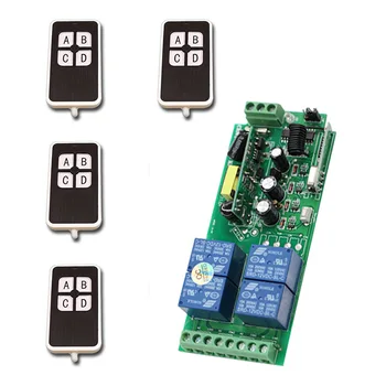 Smart Home AC85V~250V 4CH RF Wireless Remote Control Switch Relay Output Radio Receiver Module and 4pcs Transmitters
Smart Home AC85V~250V 4CH RF Wireless Remote Control Switch Relay Output Radio Receiver Module and 4pcs Transmitters