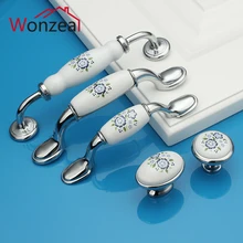 Single Knob/ Hole CC 76mm/96mm/160 Chrome Finished Ceramic Furniture Handle Drawer Pull Knob with Blue Flower Print for cabinet
Single Knob/ Hole CC 76mm/96mm/160 Chrome Finished Ceramic Furniture Handle Drawer Pull Knob with Blue Flower Print for cabinet