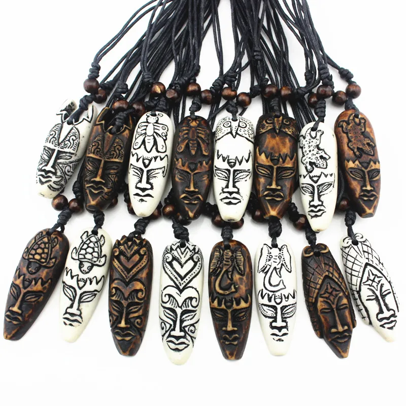 Jewelry wholesale lot 16pcs Tribal style men women's imitation bone carved mask face Pendants Necklaces amulets Gifts XL35
Jewelry wholesale lot 16pcs Tribal style men women's imitation bone carved mask face Pendants Necklaces amulets Gifts XL35