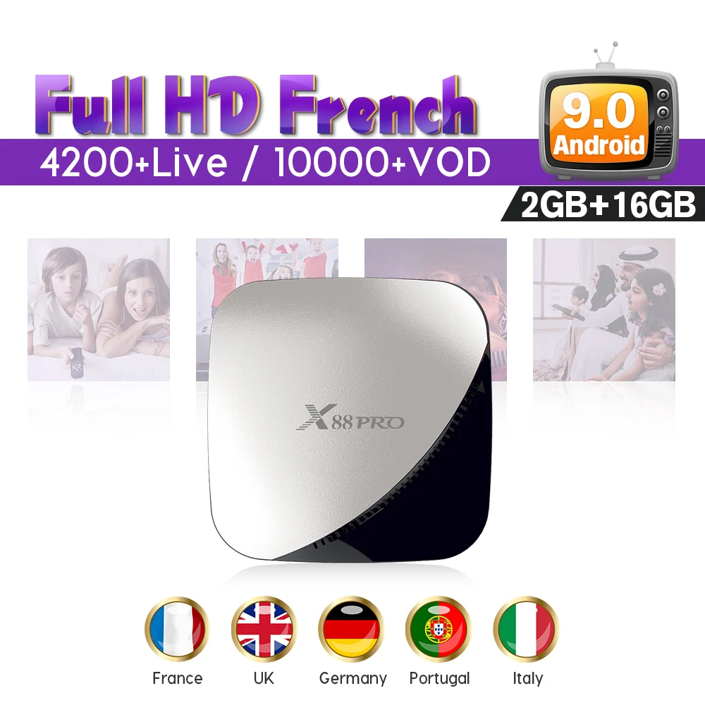 IPTV Italy Spain 4K Android 9.0 X88Pro 2G 16G Smart SUBTV box with 1 Year Code RK3318 64bit Dual-Band wifi IPTV Arabic France UK
IPTV Italy Spain 4K Android 9.0 X88Pro 2G 16G Smart SUBTV box with 1 Year Code RK3318 64bit Dual-Band wifi IPTV Arabic France UK