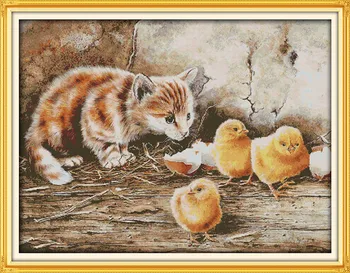 Cat and Chick Counted Cross-Stitching 11CT Printed 14CT Handmade Cross Stitch Set Animal Cross-stitch Kits Embroidery Needlework
Cat and Chick Counted Cross-Stitching 11CT Printed 14CT Handmade Cross Stitch Set Animal Cross-stitch Kits Embroidery Needlework