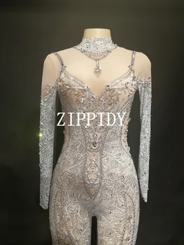 Sparkling Rhinestones Nightclub Jumpsuit Costume Women Sexy Net Yarn See Through Bodysuit Party Dancer Singer Stage Wear Show
Sparkling Rhinestones Nightclub Jumpsuit Costume Women Sexy Net Yarn See Through Bodysuit Party Dancer Singer Stage Wear Show