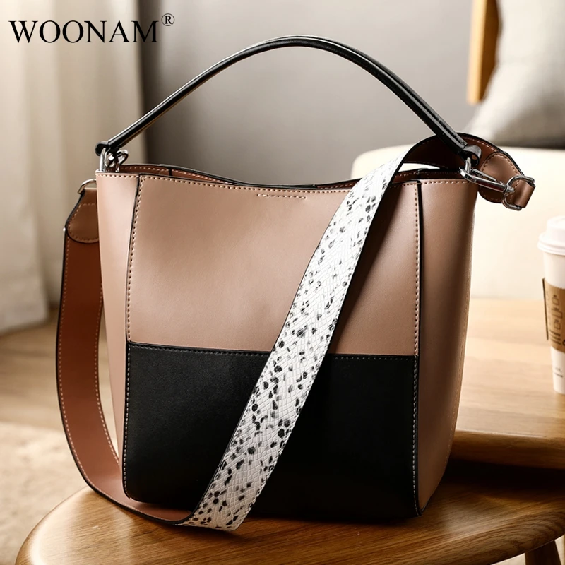 WOONAM New Women Fashion Italy Calf Leather 2-tone Bucket Bag with Fashion Python Pattern Shoulder Strap Composite Handbag WB385
WOONAM New Women Fashion Italy Calf Leather 2-tone Bucket Bag with Fashion Python Pattern Shoulder Strap Composite Handbag WB385