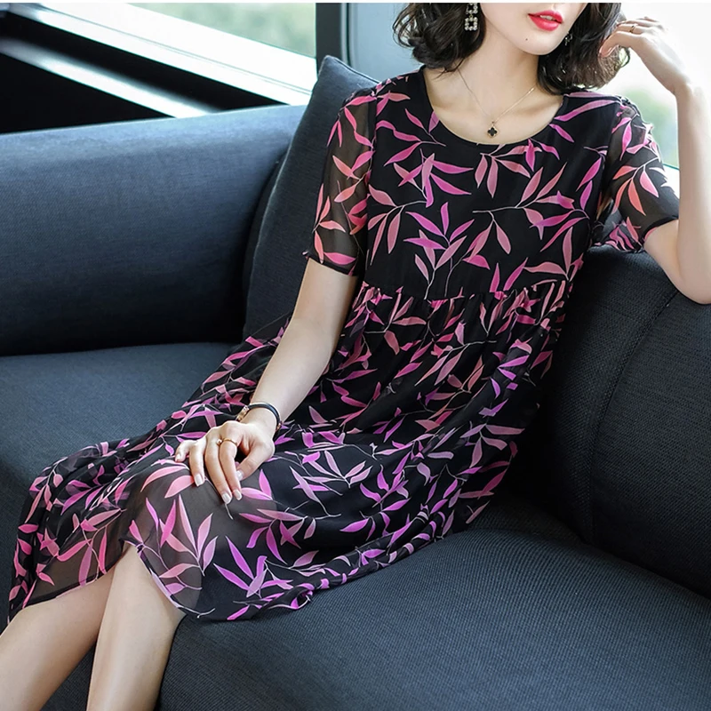 Soperwillton 2018 New Plus Size Casual Women Dress Elegant Loose Knee-Length Summer Dresses Thin Chiffon Leaf Printing O-Neck
Soperwillton 2018 New Plus Size Casual Women Dress Elegant Loose Knee-Length Summer Dresses Thin Chiffon Leaf Printing O-Neck