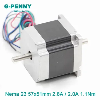 NEMA23 CNC Stepper Motor 57x51mm double shaft 2.8/2A 1.1N.m step motor 180Oz-in Stepper Motor for CNC engrave machine 3D printer
NEMA23 CNC Stepper Motor 57x51mm double shaft 2.8/2A 1.1N.m step motor 180Oz-in Stepper Motor for CNC engrave machine 3D printer