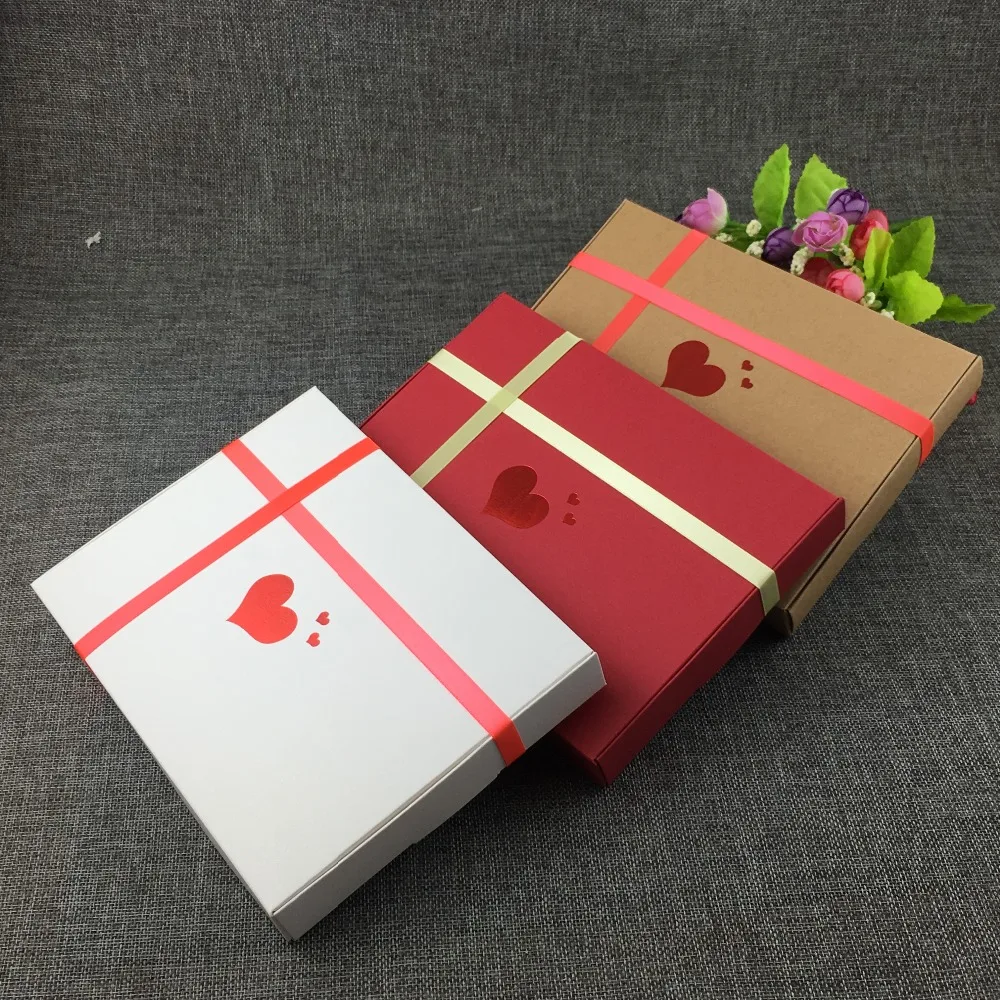 Papierowe pudełka do przechowywania z wydrukiem serca, 40 sztuk/partia, rozmiar 20x15x2.5 cm - Wianko - 2