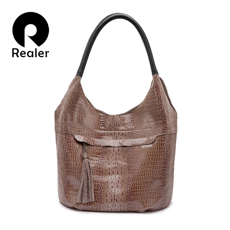 REALER brand women genuine leather handbag tassel female shoulder bag luxury fashion designer bags messenger bags totes for Lady
REALER brand women genuine leather handbag tassel female shoulder bag luxury fashion designer bags messenger bags totes for Lady