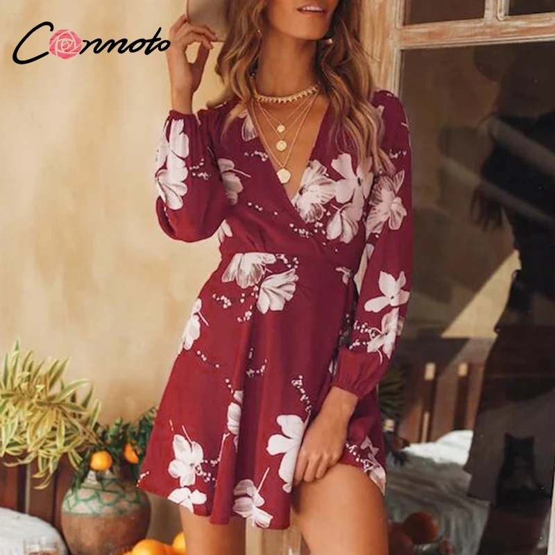 Conmoto Short Wrap Women Dress Retro Elegant Lantern Long Sleeve Winter Dress Deep V Neck Floral Party Dress Femme Vestidos
Conmoto Short Wrap Women Dress Retro Elegant Lantern Long Sleeve Winter Dress Deep V Neck Floral Party Dress Femme Vestidos