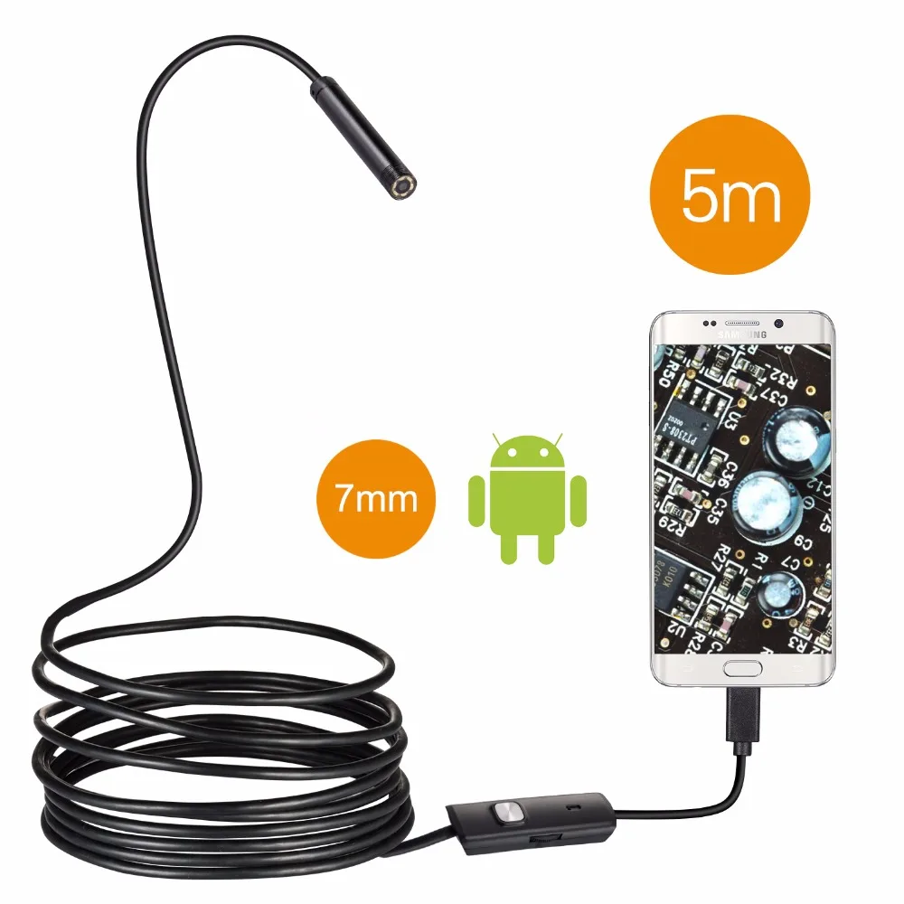 Android Smartphone USB Endoscope Camera 7.0mm Lens IP67 Waterproof Inspection Borescope 5M Cable For Windows Android Snake Cam
Android Smartphone USB Endoscope Camera 7.0mm Lens IP67 Waterproof Inspection Borescope 5M Cable For Windows Android Snake Cam