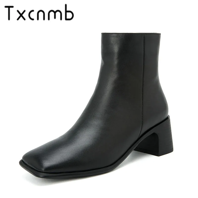TXCNMB New Brand Boots Women Genuine Leather Ankle Boots Fashion Square Toe Autumn Winter Party Shoes Woman Office Size42 41
TXCNMB New Brand Boots Women Genuine Leather Ankle Boots Fashion Square Toe Autumn Winter Party Shoes Woman Office Size42 41