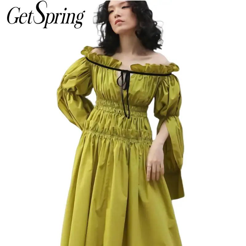 GETSRING Women Dress Slash Neck Long Sleeve Backless Long Dress Retro Pleated Lace Up High Waist Summer Dresses 2019 Fashion JYN
GETSRING Women Dress Slash Neck Long Sleeve Backless Long Dress Retro Pleated Lace Up High Waist Summer Dresses 2019 Fashion JYN