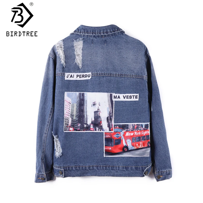 2018 Students Denim Ripped Hole Jackets Retro Washing Frayed Letters Patch Bomber Jackets Blue Black Jean Coats C88706F
2018 Students Denim Ripped Hole Jackets Retro Washing Frayed Letters Patch Bomber Jackets Blue Black Jean Coats C88706F