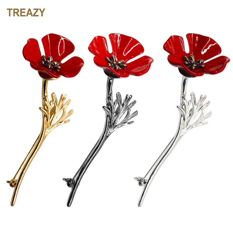 Vintage Red Poppy Flower Brooch Pin Collar Corsage Gold Silver Black Lapel Pins Dress Badge Fashion Jewelry Gift for Women Men
Vintage Red Poppy Flower Brooch Pin Collar Corsage Gold Silver Black Lapel Pins Dress Badge Fashion Jewelry Gift for Women Men