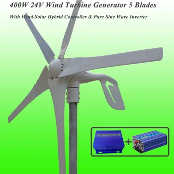 Great Discount 5 Blades 400W 24V Wind Turbine Generator With Wind Solar Hybrid Controller & 1KW Pure Sine Wave Inverter
Great Discount 5 Blades 400W 24V Wind Turbine Generator With Wind Solar Hybrid Controller & 1KW Pure Sine Wave Inverter