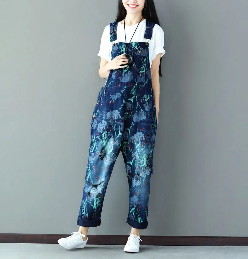 Women Printed Holes Denim Jumpsuits Ladies Cute Printing Loose Denim Rompers Female Overalls Pants
Women Printed Holes Denim Jumpsuits Ladies Cute Printing Loose Denim Rompers Female Overalls Pants