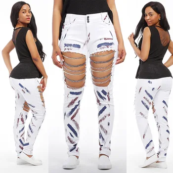 Casual Jeans Women High Waist Skinny Pencil Bleached Washed Denim Pants Ripped Hole Paint Jeans Women Plus Size
Casual Jeans Women High Waist Skinny Pencil Bleached Washed Denim Pants Ripped Hole Paint Jeans Women Plus Size