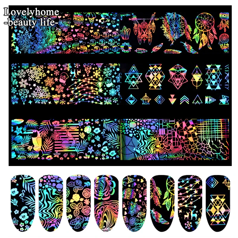 8x Holographic Gradient Laser Galaxy Nail Foils Transfer Sticker Decals Tips Unicorn Xmas Snowflake Flower Set
8x Holographic Gradient Laser Galaxy Nail Foils Transfer Sticker Decals Tips Unicorn Xmas Snowflake Flower Set