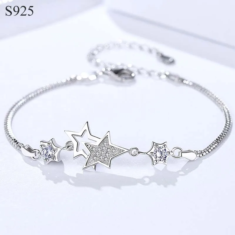 Genuine Real Pure Solid 925 Sterling Silver Bracelet Bangle for Women Jewelry Star Female Hand Wristband Bracelets Schmuck
Genuine Real Pure Solid 925 Sterling Silver Bracelet Bangle for Women Jewelry Star Female Hand Wristband Bracelets Schmuck