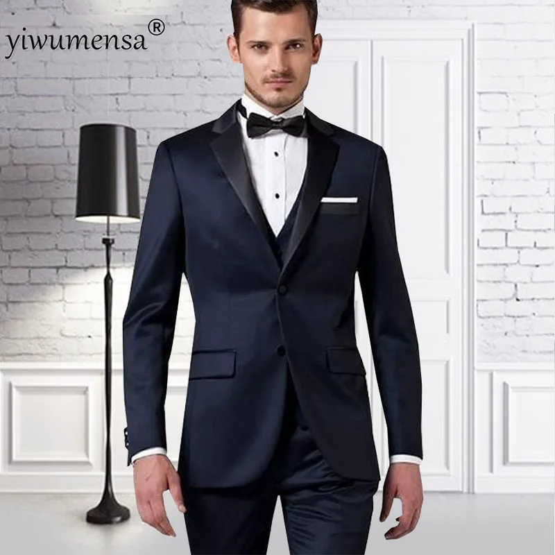 Мужской темно-синий костюм на заказ индивидуальный свадебные костюмы