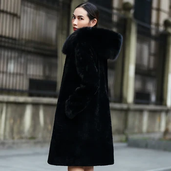 Women's Real Sheepskin Shearling Coat with Big Fox Fur Hood Natural Fur Coat Winter rf0100
Women's Real Sheepskin Shearling Coat with Big Fox Fur Hood Natural Fur Coat Winter rf0100
