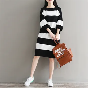 New Autumn Winter Slim Thick Women Striped Sweater Pullover ladies Casual Dresses Fashion Female Long V-Neck Knitted Dress WZ067
New Autumn Winter Slim Thick Women Striped Sweater Pullover ladies Casual Dresses Fashion Female Long V-Neck Knitted Dress WZ067