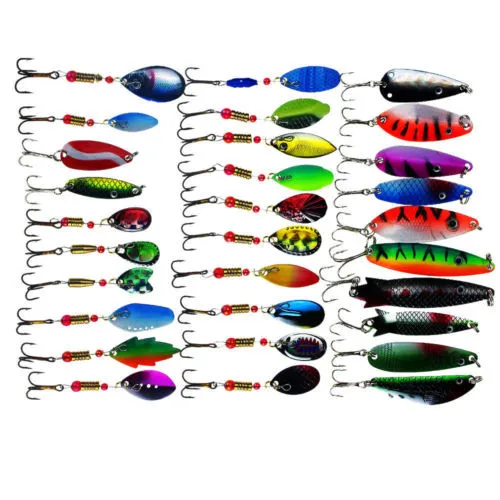 FREE SHIPPING Lot 30 Pcs Assorted Spoon Metal Fishing Lure Spinner Baits Spoon Crankbait Wobblers Jigging Rattle Lure FREE SHIPPING Lot 30 Pcs Assorted Spoon Metal Fishing Lure Spinner Baits Spoon Crankbait Wobblers Jigging Rattle Lure