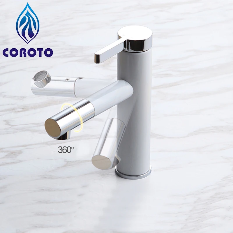 COROTO 4 цвета смесители для умывальника черный и белый 360 Вращающийся современный