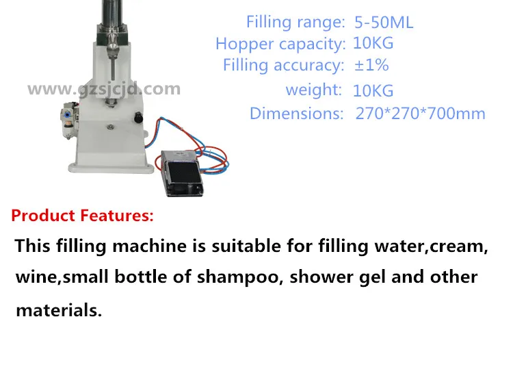 A02 Manual Filling Machine(Pneumatic),pedal Filling Machine,5-50ml small dose paste and liquid filling machine,piston filler
A02 Manual Filling Machine(Pneumatic),pedal Filling Machine,5-50ml small dose paste and liquid filling machine,piston filler