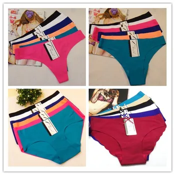 

Pack of 4 Design Bikini+Brief+Boyshort+Thong Ultra Thin Panties Low Rise Seamless Women Underwear Buy One Lot Get One Free Gift